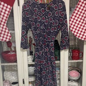 Taylor Black and Red Geometric Long Sleeve Dress